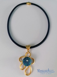 [AT-J-XXX16] Collar hilo de seda azul marino